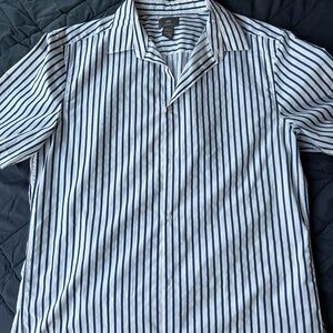 H&M Men's Navy Striped Button Down Shirt